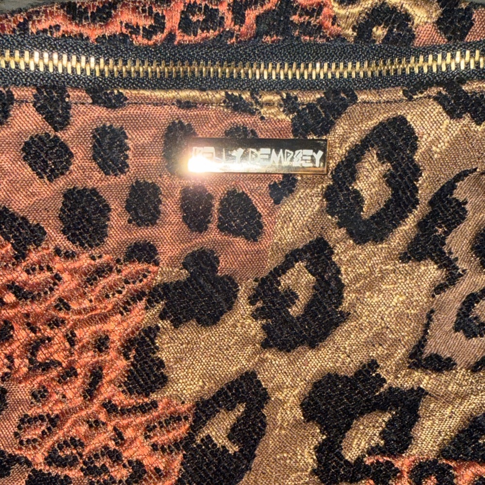 Repurposed Kelly Dempsey Leopard Print fanny pack belt bag with Gold Accents